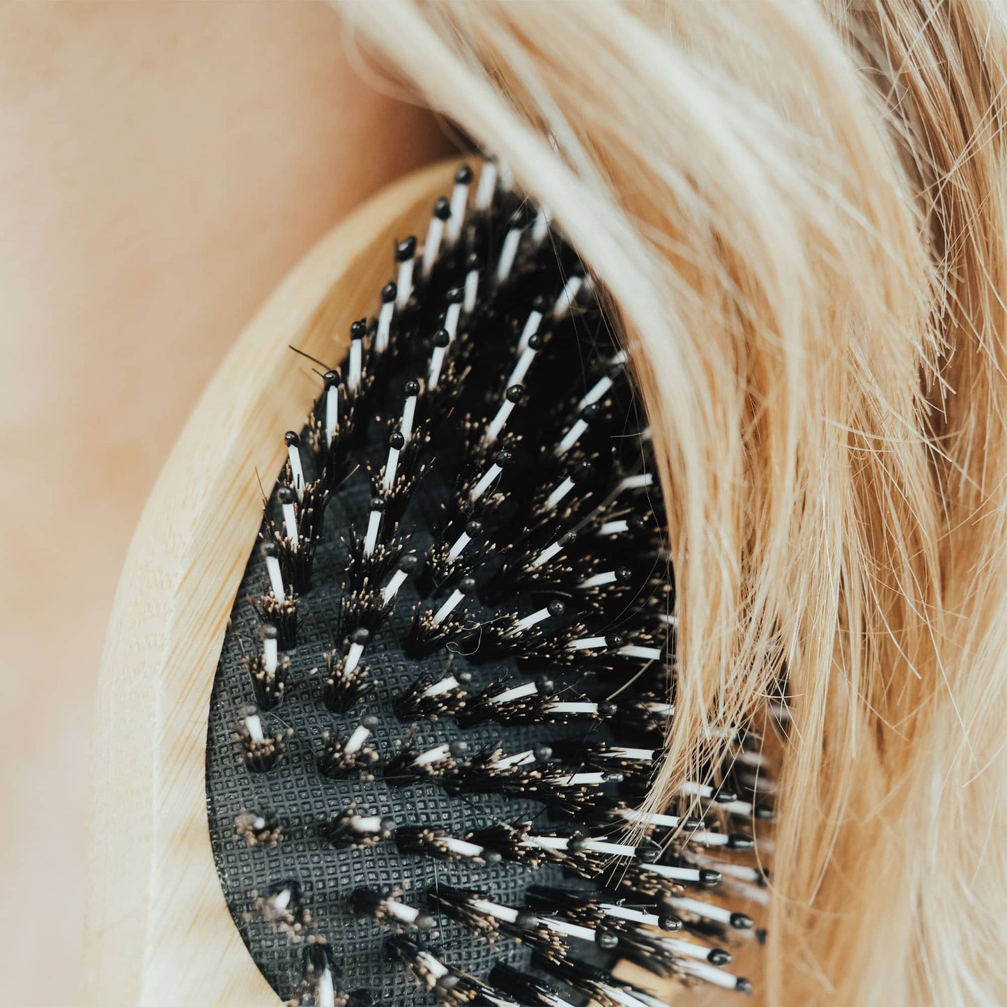 Boar Bristle Brush with Detangling Nylon Pins