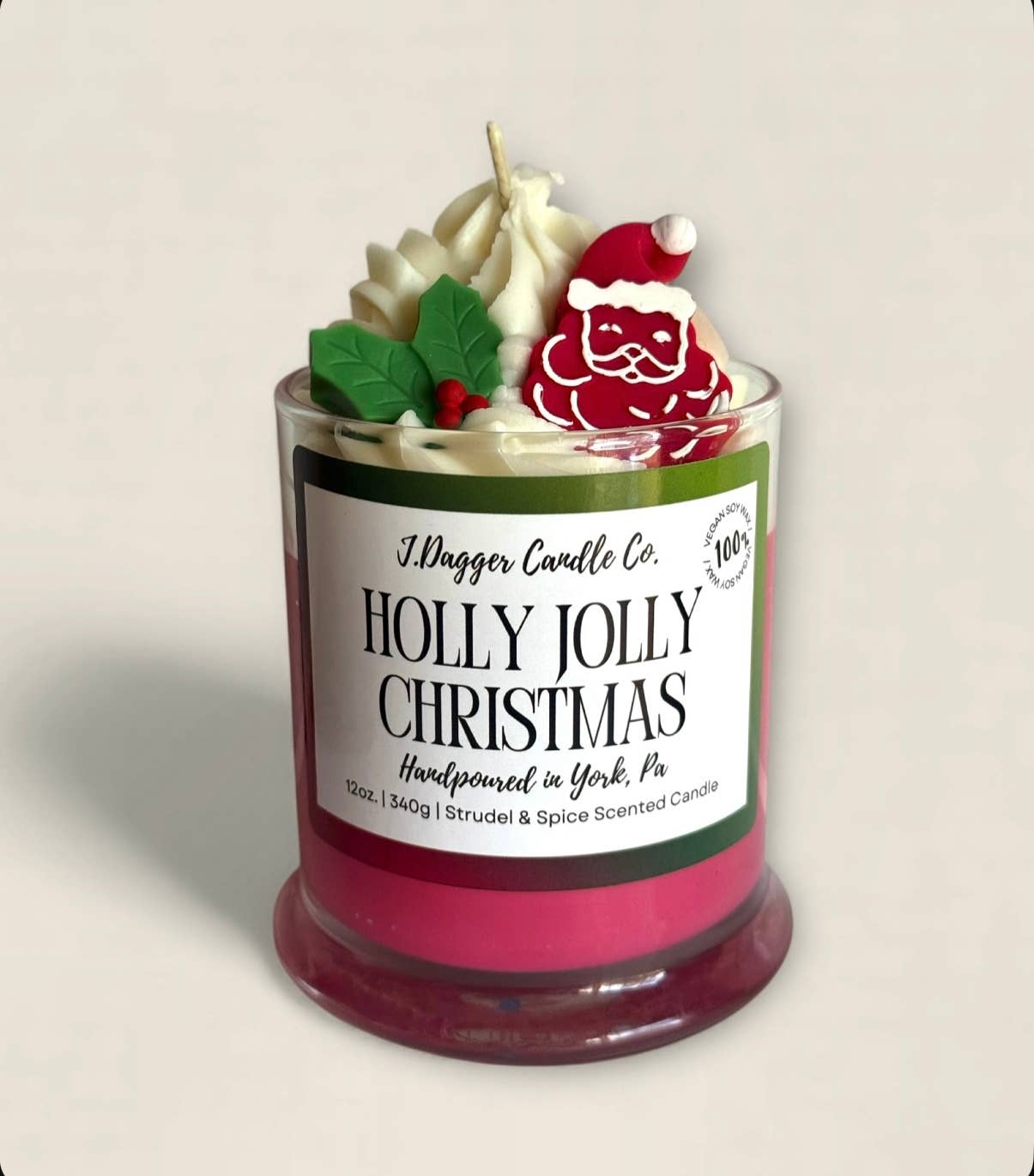 Santa/Christmas Dessert Soy Candle, 12oz.