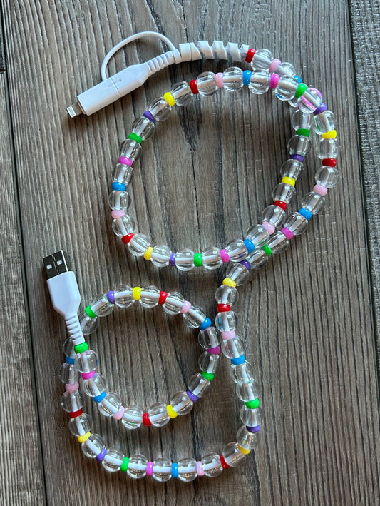 Beaded Phone Charger with Lightning and USB-C Cable