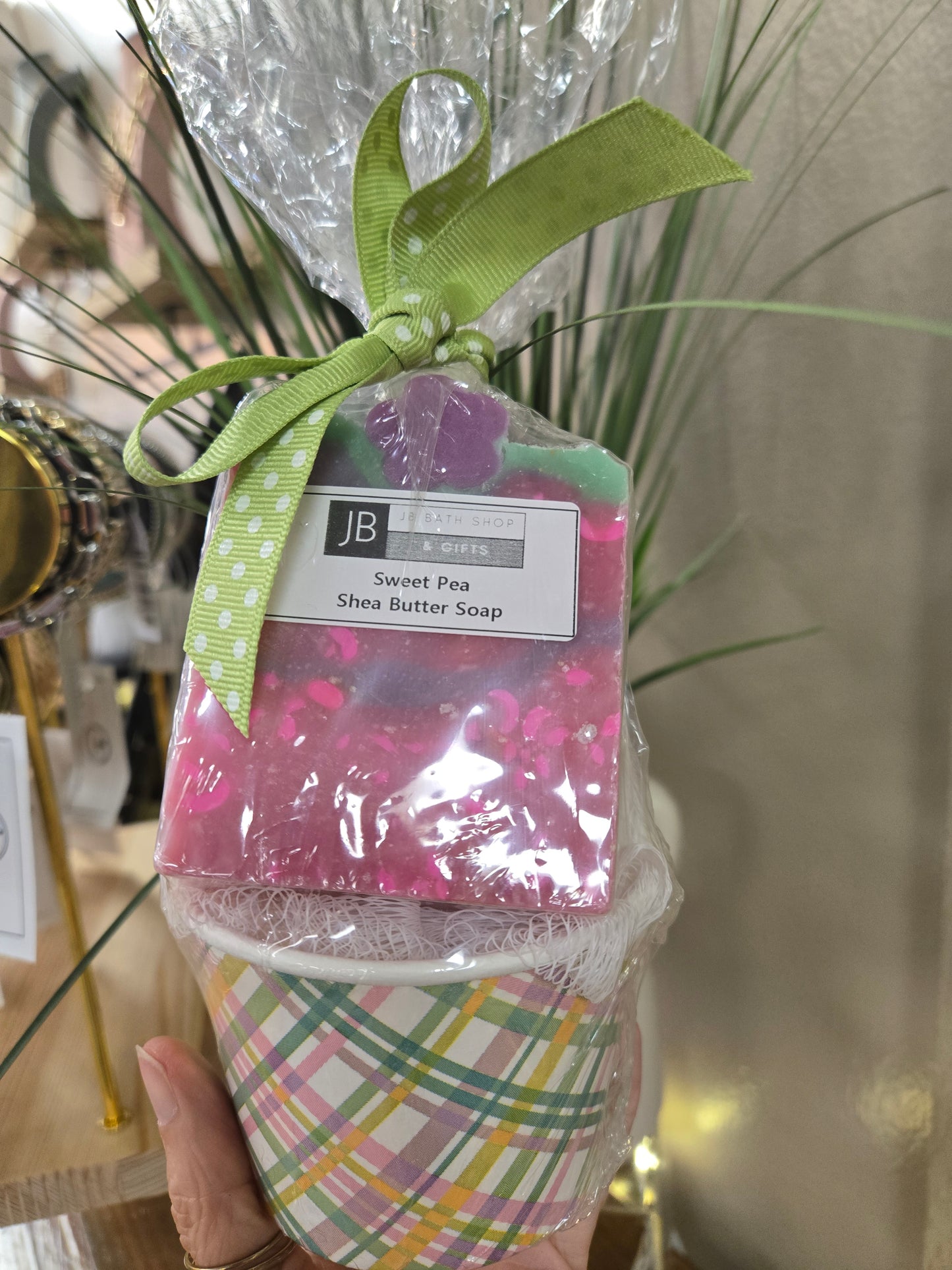 Soap, sugar scrub, and loofa set