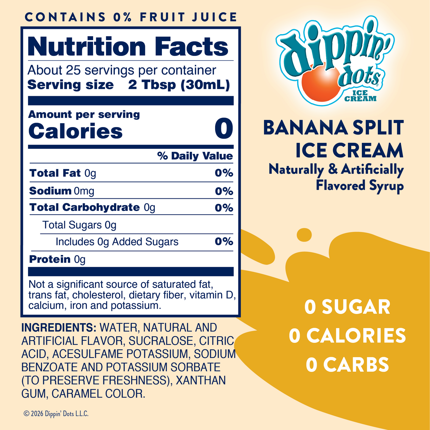 Dippin' Dots Banana Split Ice Cream Skinny Syrup