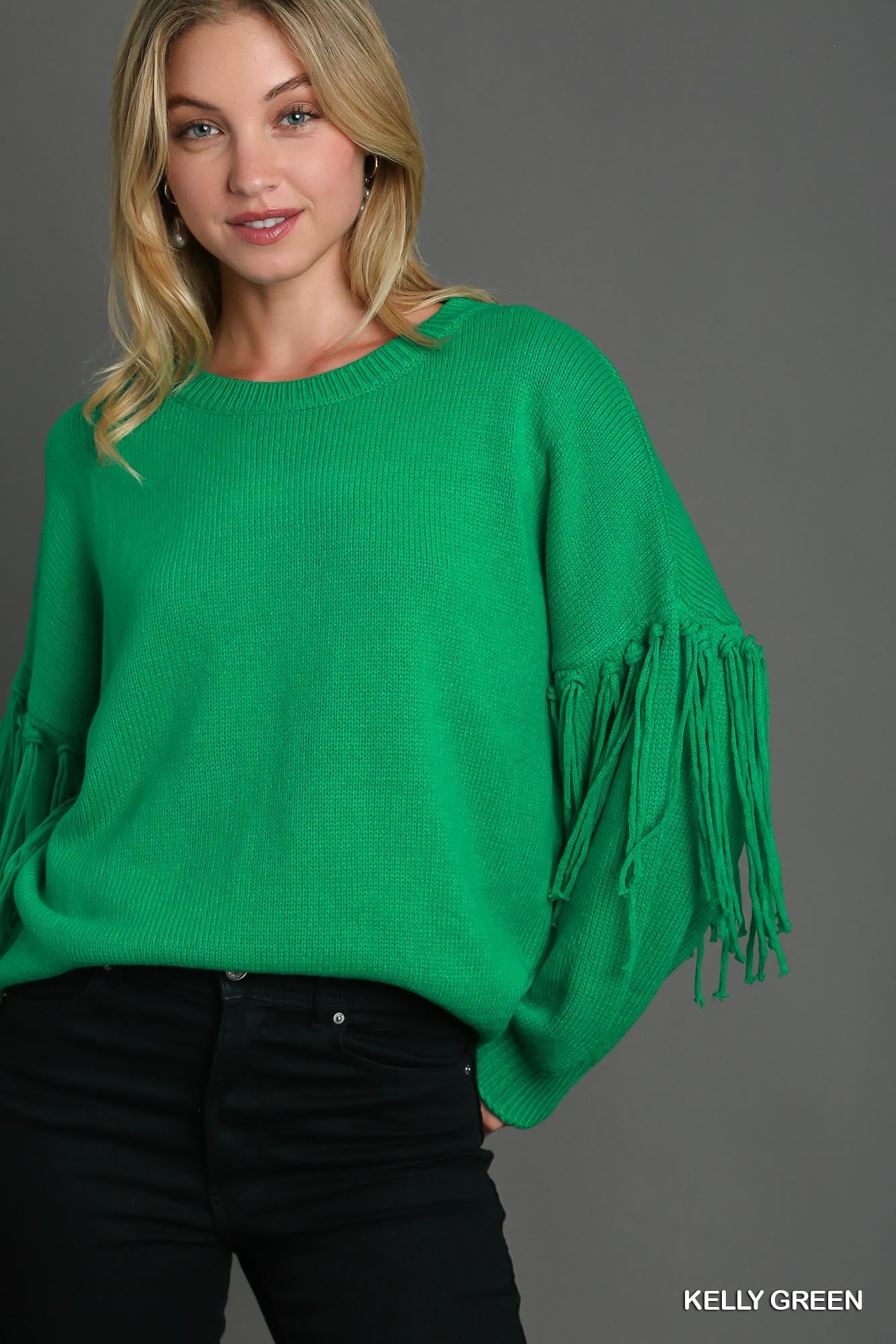 Fringe Crew Neck Pullover Sweater