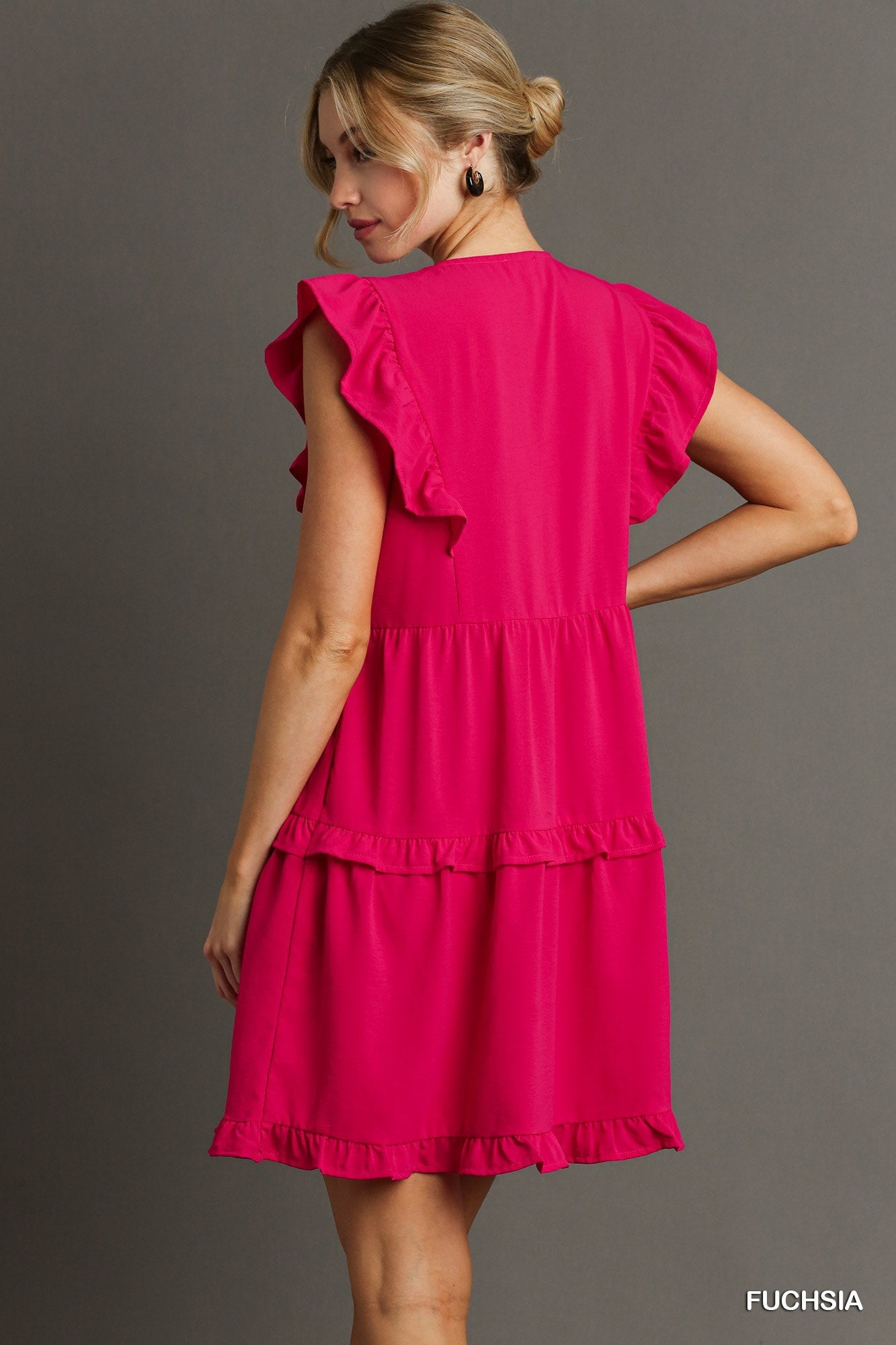 Ruffle Tiered V-Neck Dress