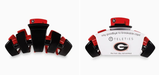 Teleties Classic College Hair Clip- Univ. of Georgia Bulldog - Medium