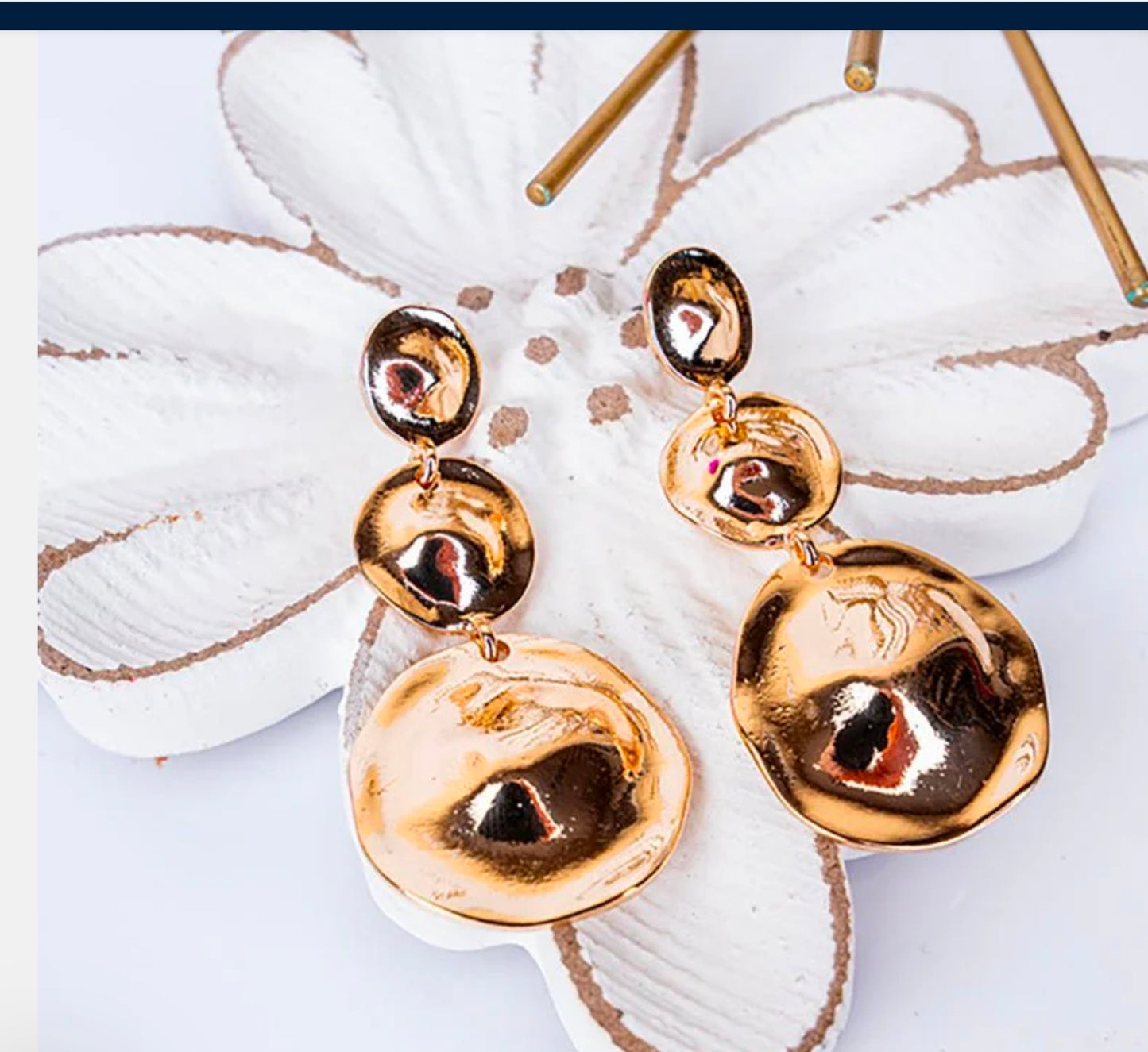 Hammered Trio Goldtone Earrings