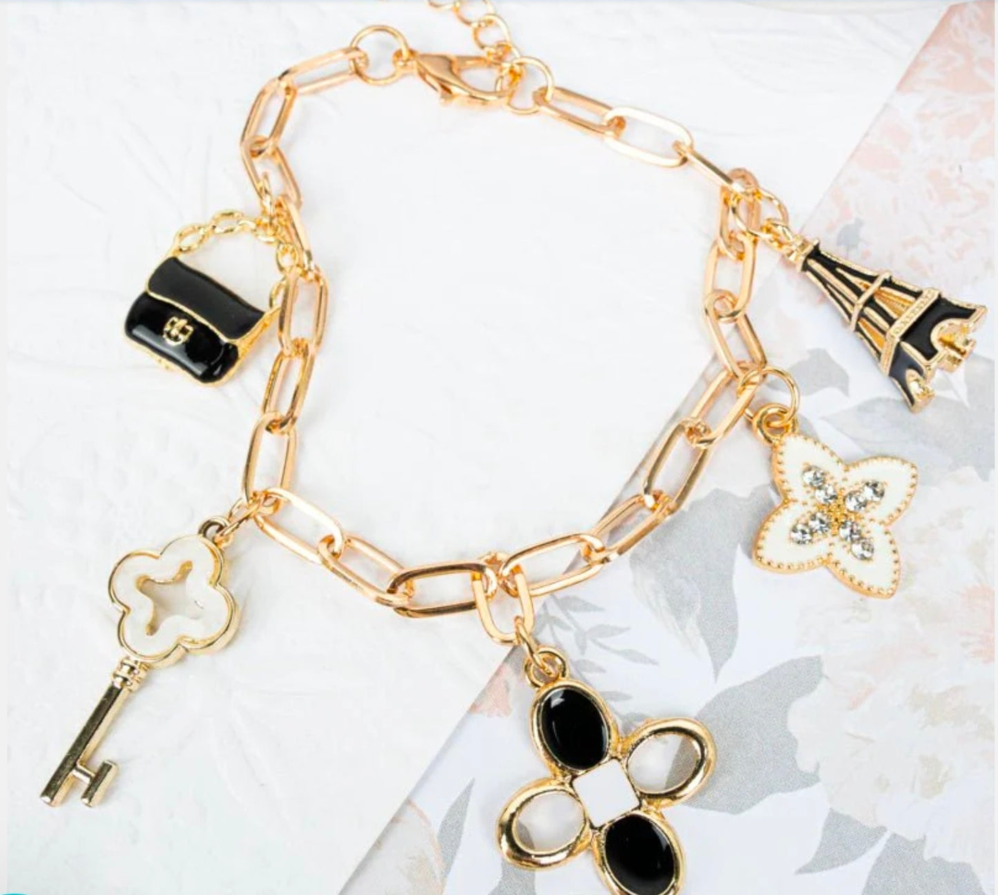 Viola Parisian Glamour Goldtone Charm Bracelet