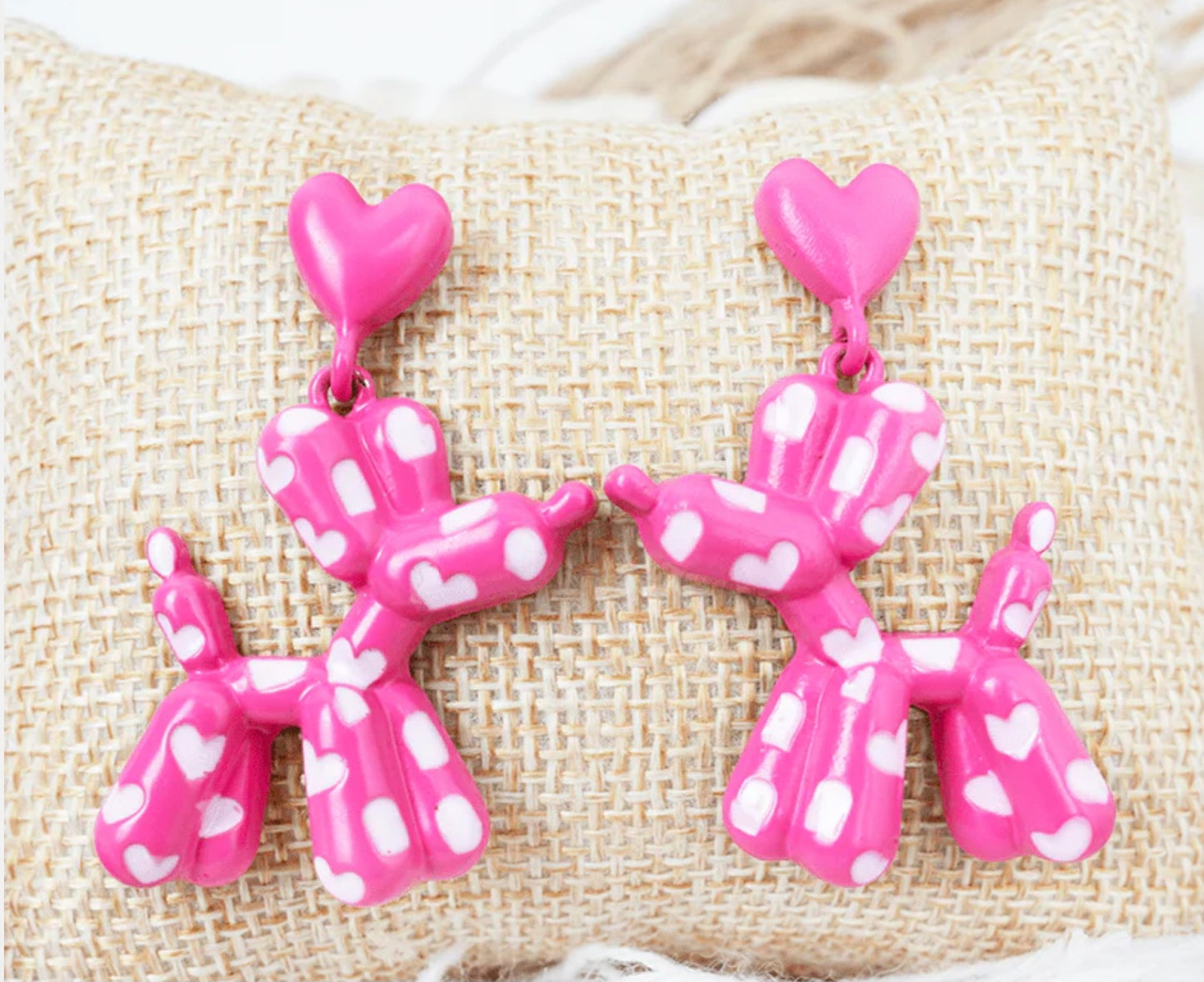 Shiny Luxe Fuchsia Puppy Love Earrings