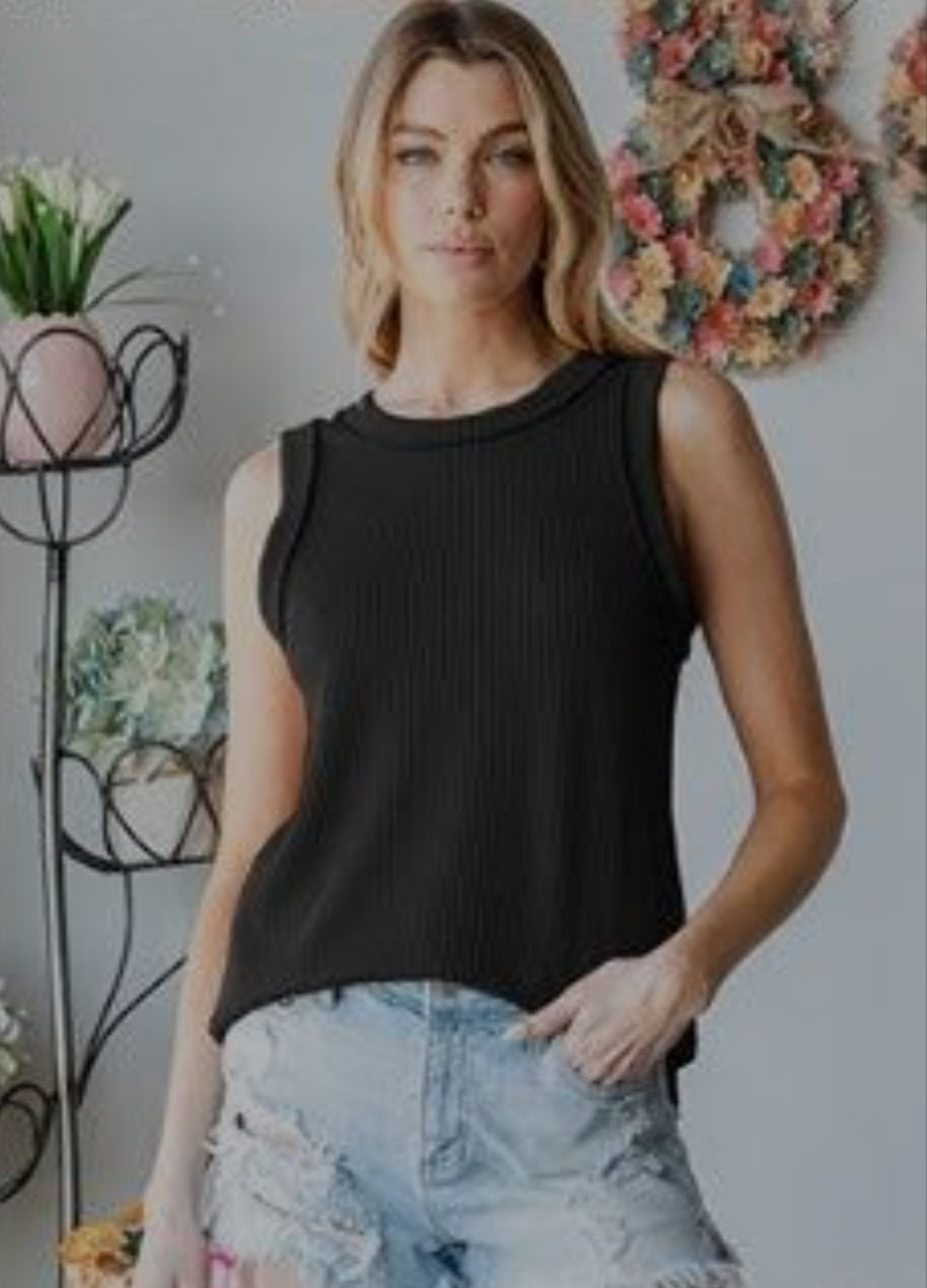 Sleeveless Solid Ribbed Top