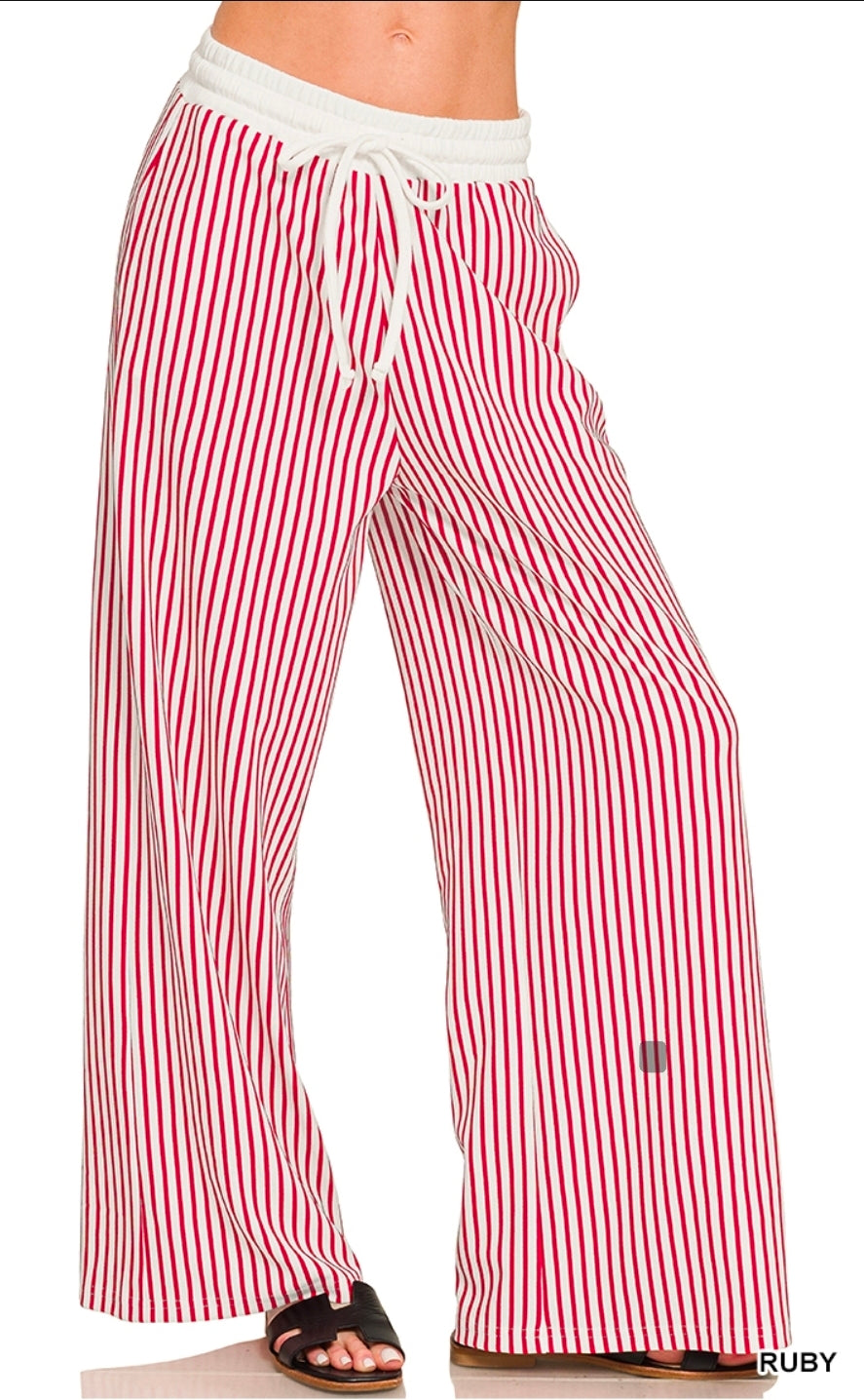 Vertical striped wide leg pants