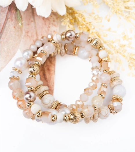 Crystal Avenue Invitation Only Champagne & Goldtone Bracelet Set