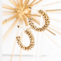 Textured Small Goldtone Hoop Earrings