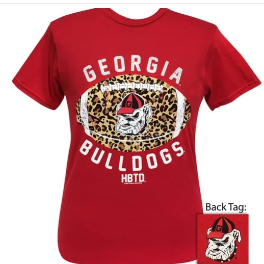 Georgia Bulldogs Leopard Football T-Shirt