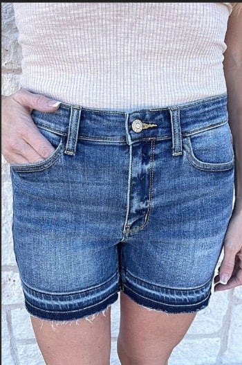 Judy Blue Tummy Control Vintage Wash Release Hem Shorts