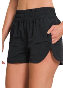 Smocked Waist Athletic Shorts