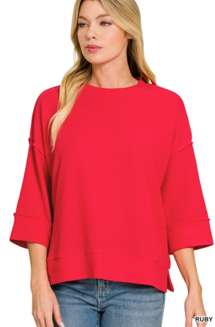 3/4 Sleeve Double Knit Top