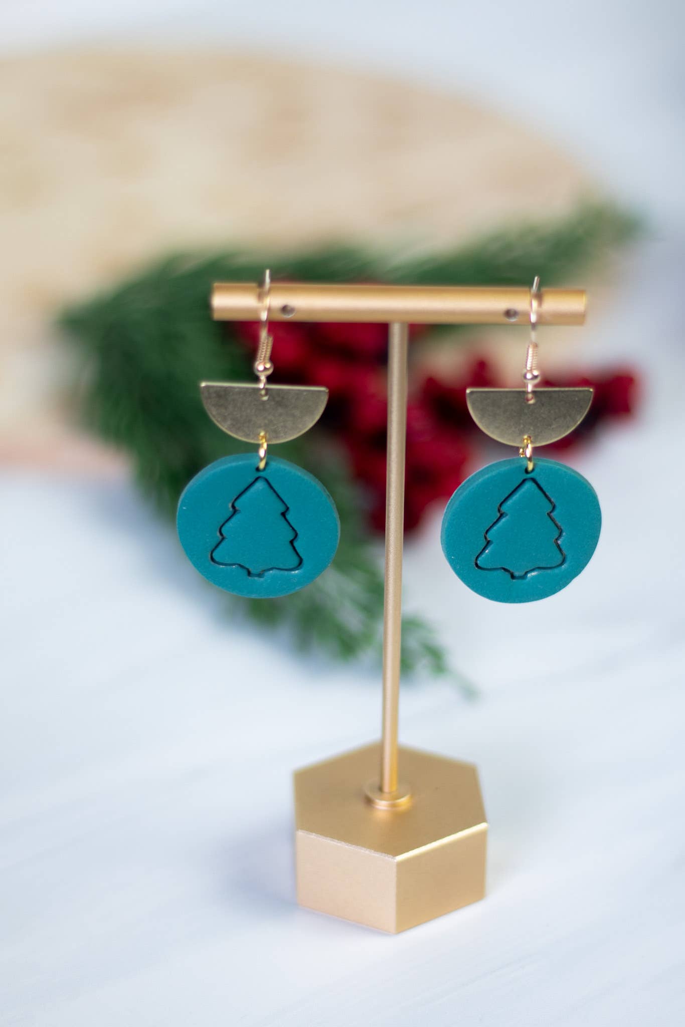 Embossed Tree Clay Dangles