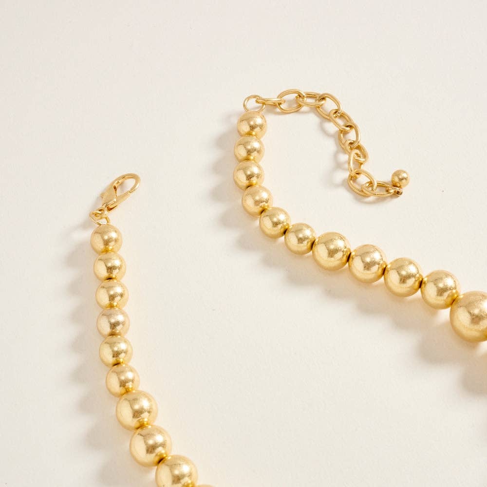 16 Inch Metal Puffy Heart CCB Bead Necklace