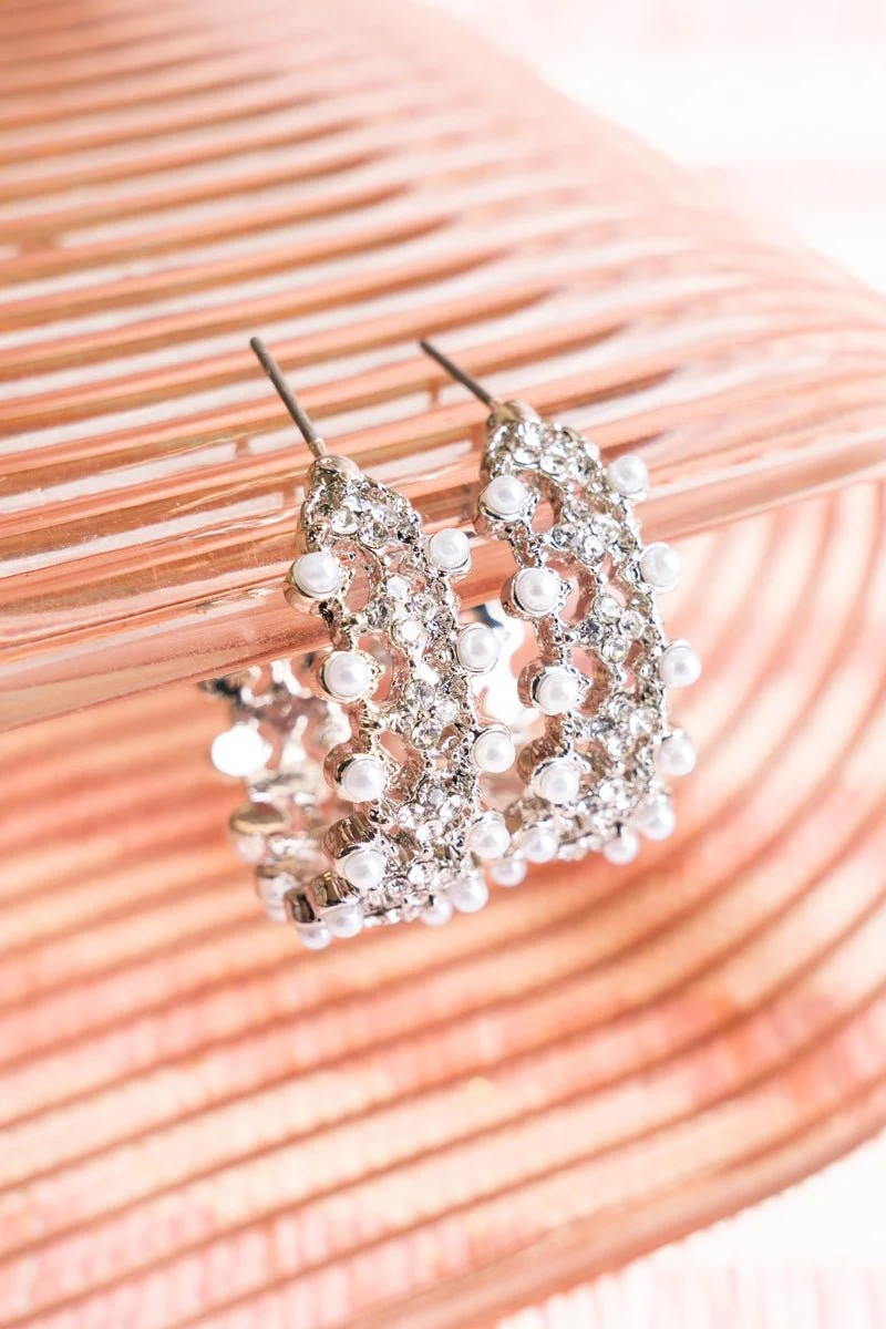 The Everly Pearl and Crystal Silvertone Hoop Earrings