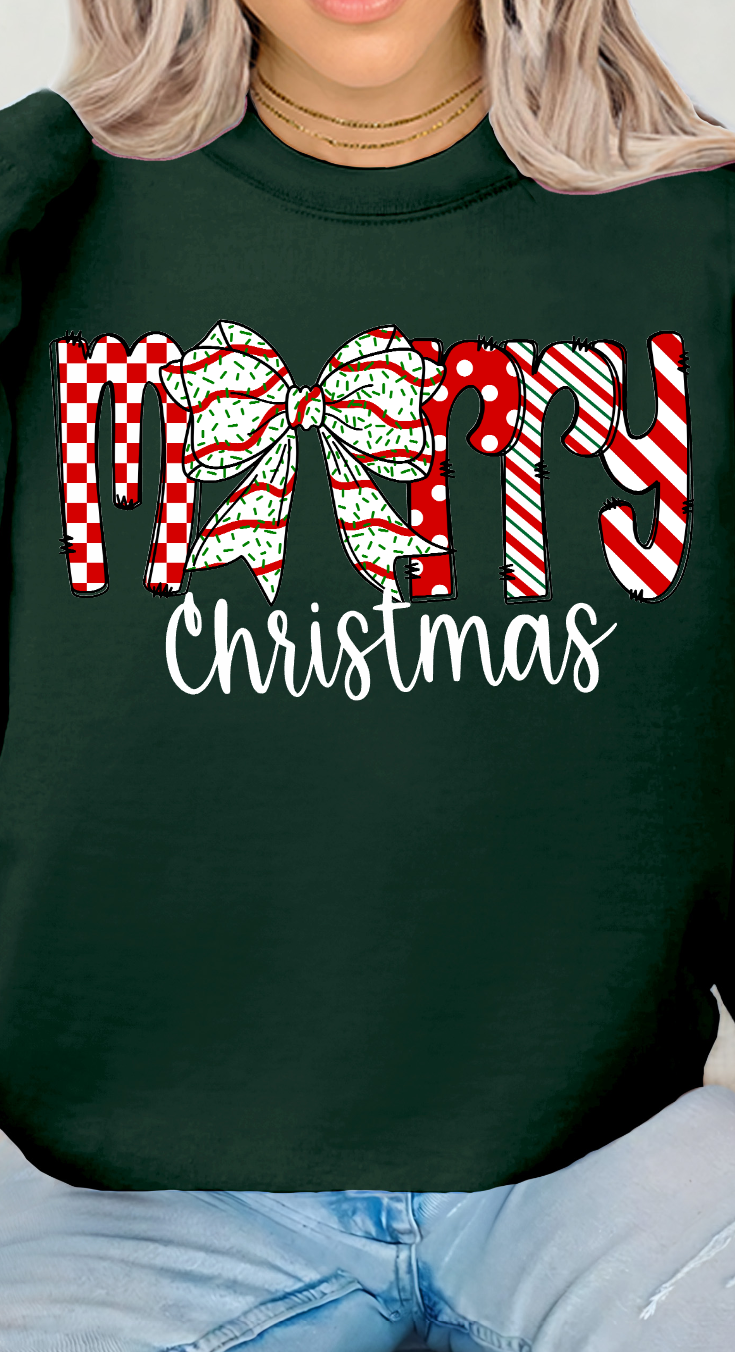 Merry Christmass Cake Bow T-shirt