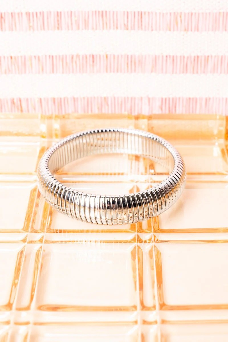 Crystal Avenue Elegant Snake Chain Silvertone Bracelet