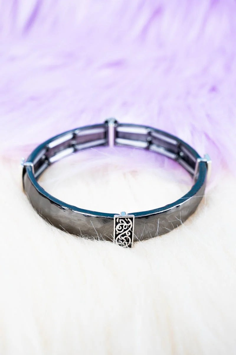 Hematite and Silvertone Bracelet