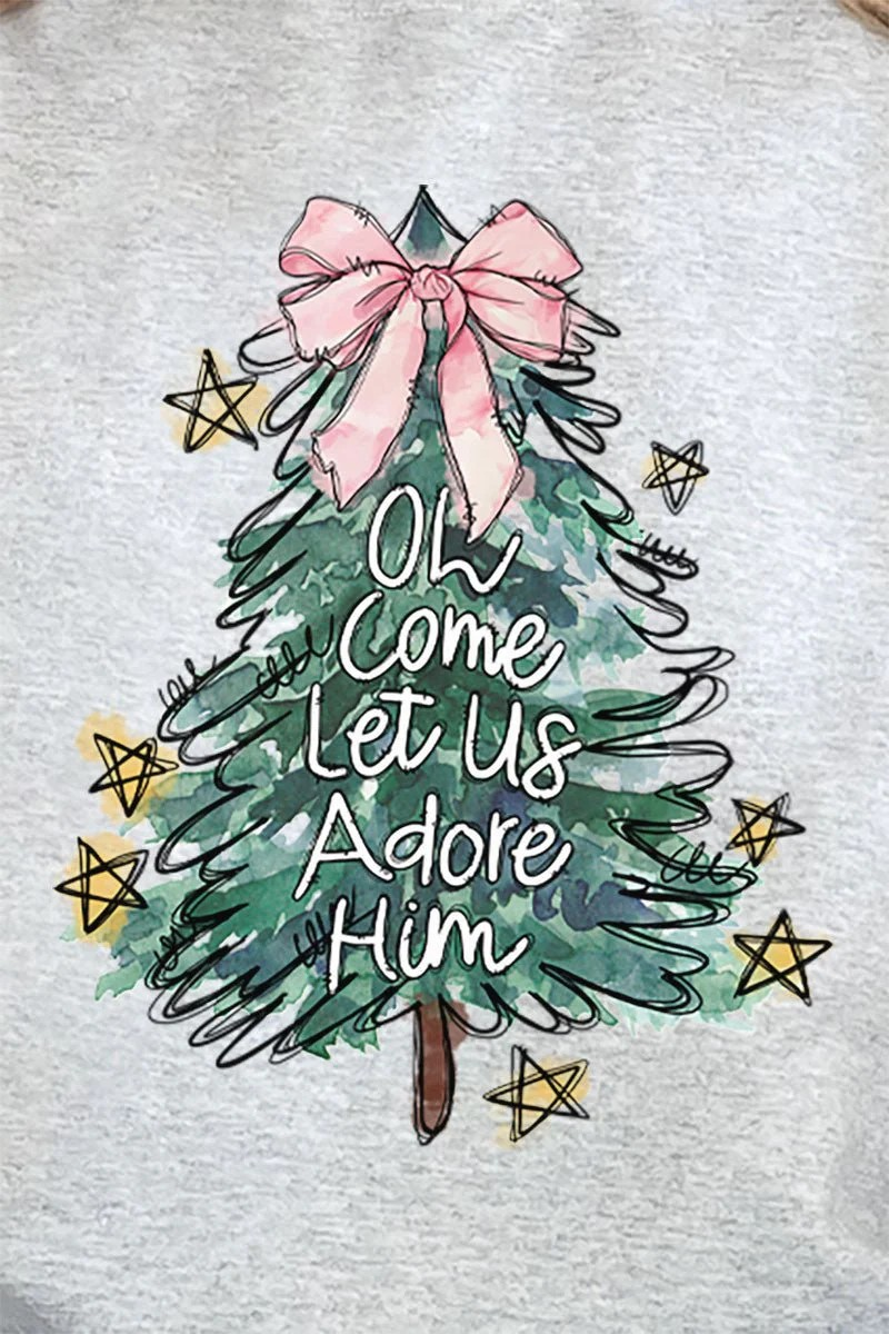 Christmas Tree Let Us Adore Him Unisex Crew Sweatshirt
