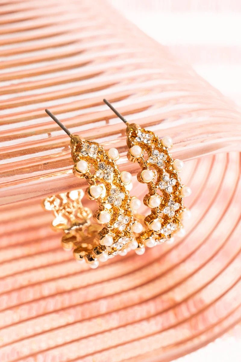 The Everly Pearl and Crystal Goldtone Hoop Earrings