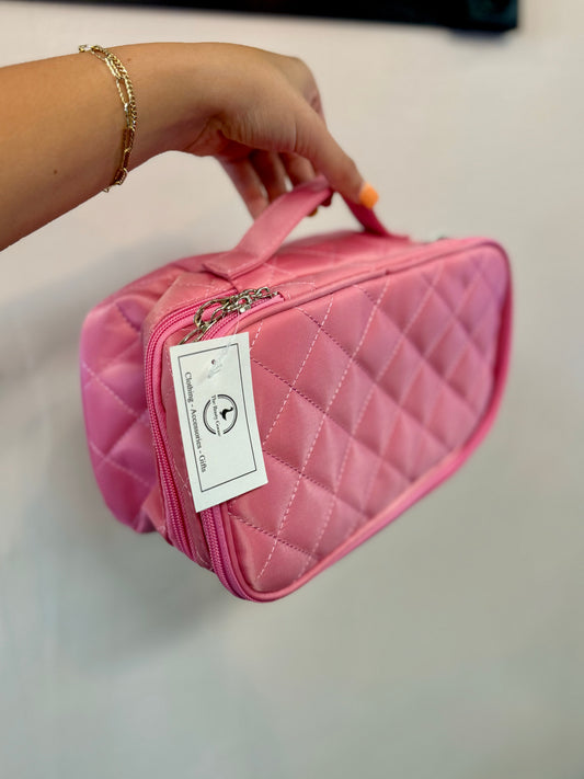 Pink Quilted Cosmetic Bag