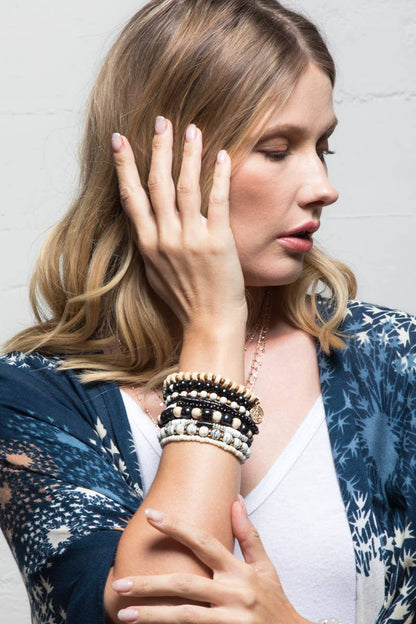 9 -in-1 Stylish Mixed Beads Bracelet Set