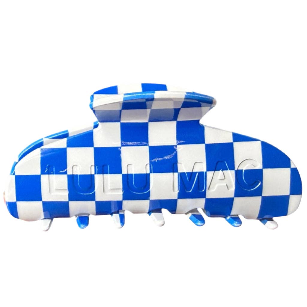 LuLu Mac Hair Clip -  Checkered Royal/White