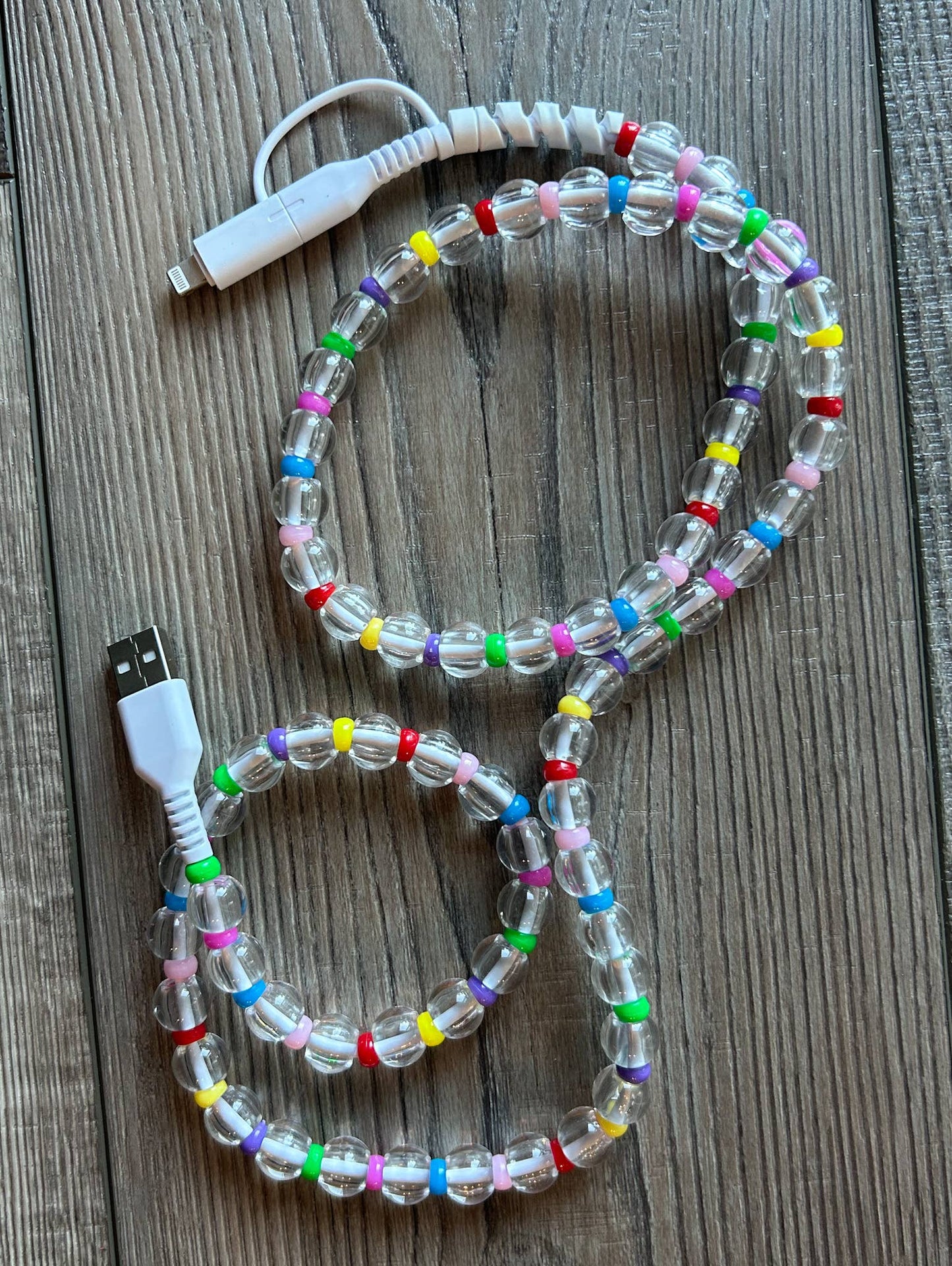 Beaded Phone Charger with Lightning and USB-C Cable