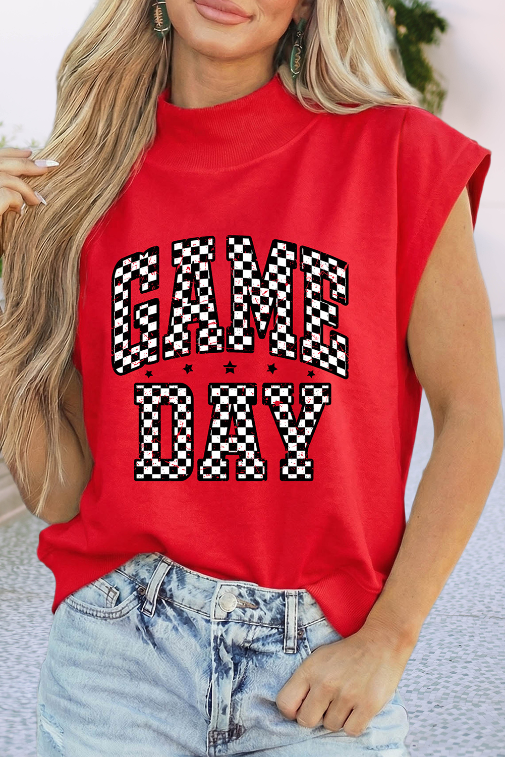 Game Day Mock Neck Short Sleeve Top