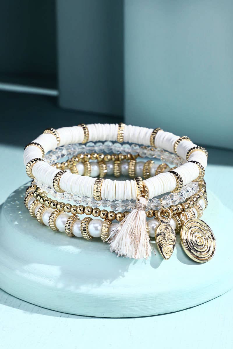4 Set Layered Beaded Bracelet