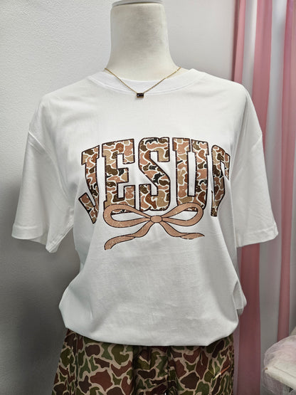 Camo Jesus Bow Tee