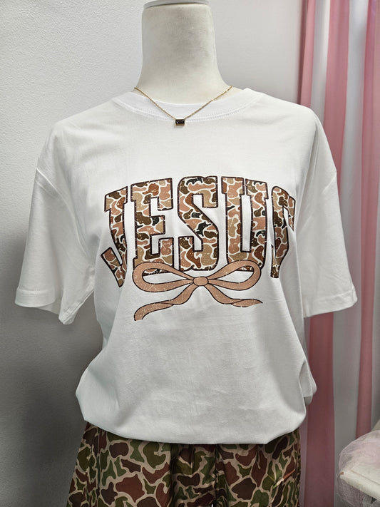 Camo Jesus Bow Tee