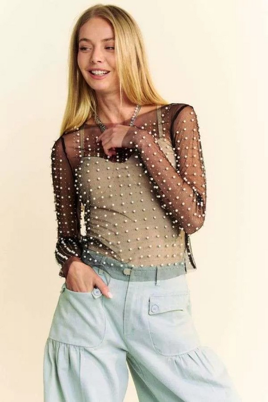 Layer in Bling Mesh Top