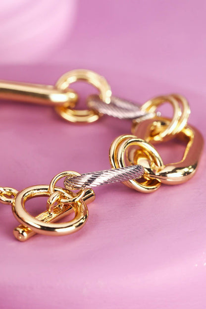 Mixed Chain Oval Rope Link Toggle Bracelet
