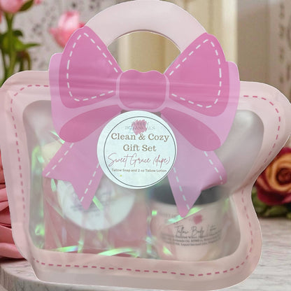 Clean and Cozy Sweet Grace Tallow Gift Set – Soap and Lotion