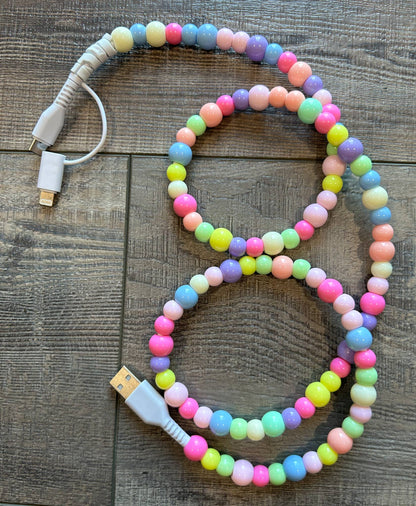 Beaded Phone Charger with Lightning and USB-C Cable