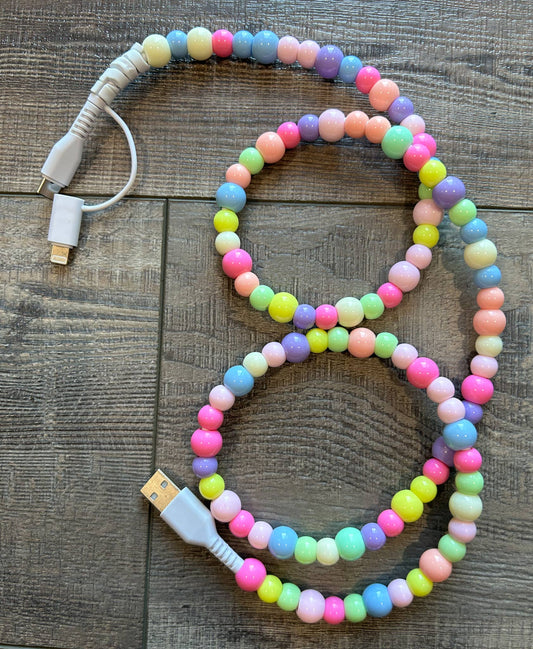 Beaded Phone Charger with Lightning and USB-C Cable