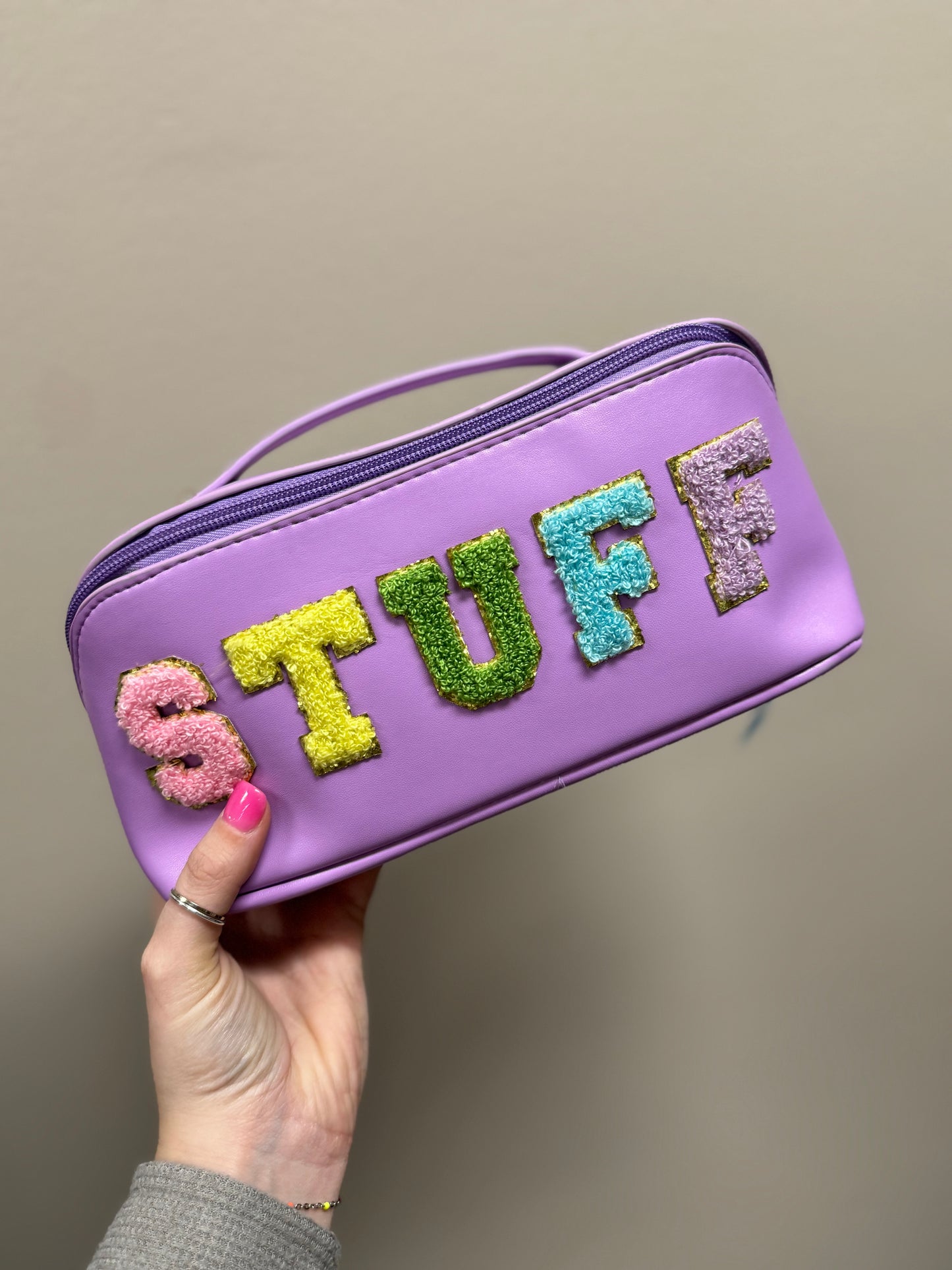 Chenille Letter Expanding Bag