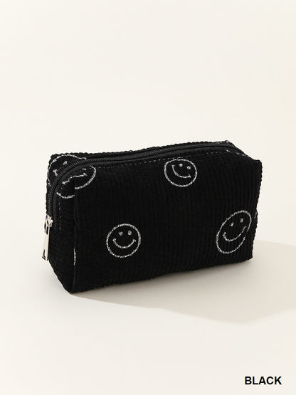 Smiley Ribbed Cosmetic Bag