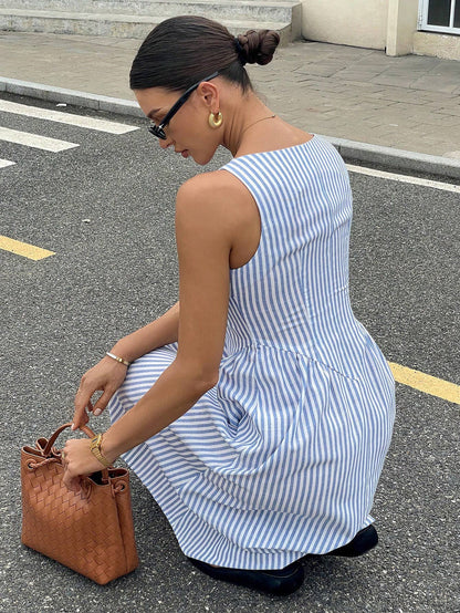 Striped Square Neck Dress