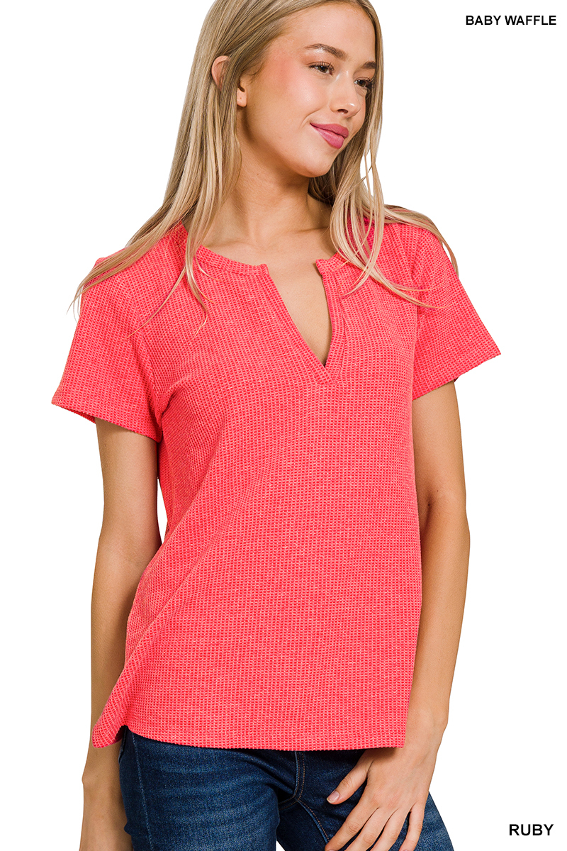 Baby Waffle V-Neck Top