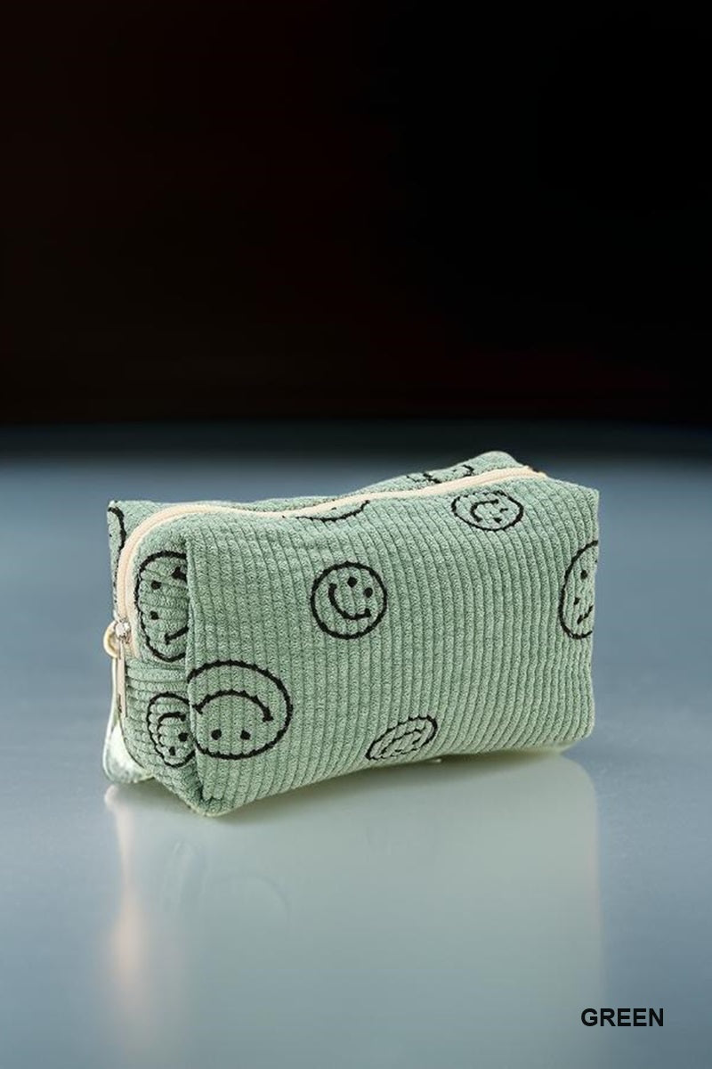 Smiley Ribbed Cosmetic Bag