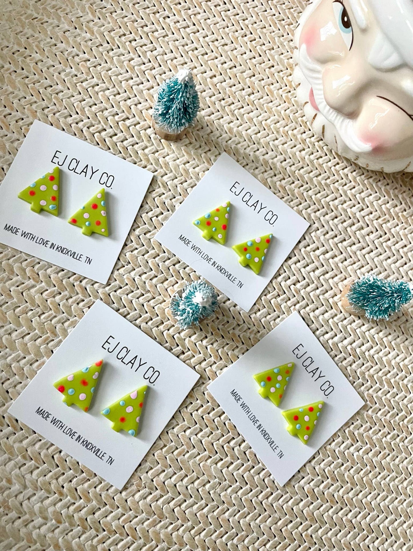 Retro Tree Clay Stud Earrings