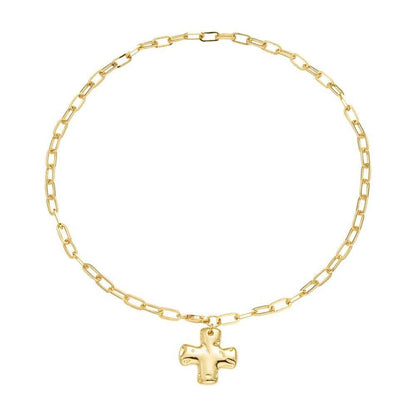 NOTABLE HAMMERED CROSS FRONT TOGGLE NECKLACE