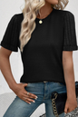 Ribbed Splicing Sleeve Round Neck shirt