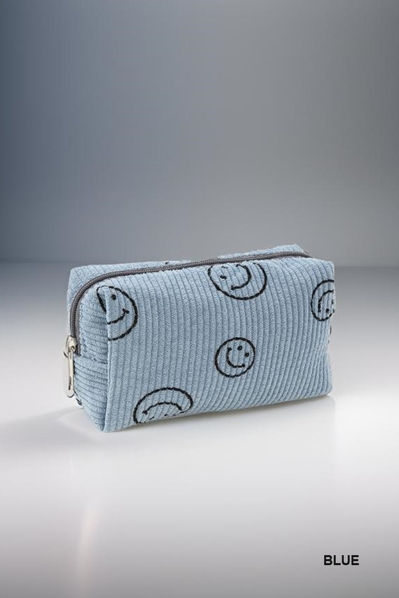 Smiley Ribbed Cosmetic Bag