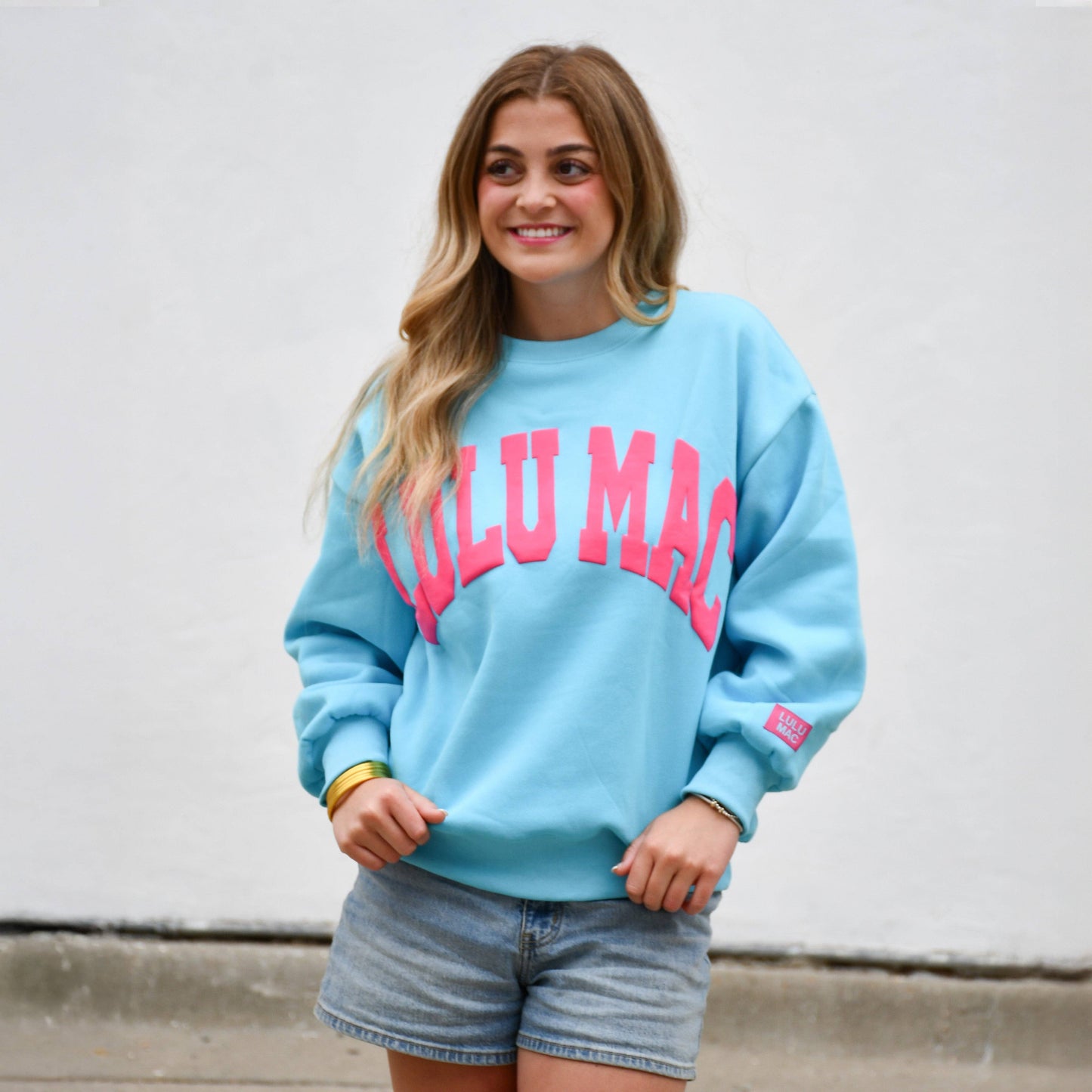 Lulu Mac Sweatshirt Blue/Hot Pink Puff
